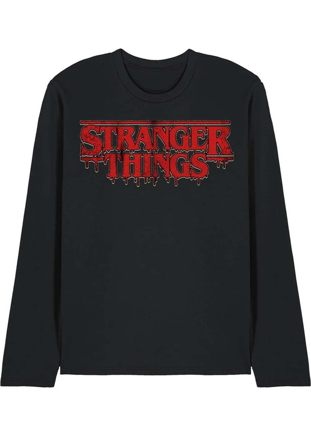 Stranger Things Black 5 Dripping Logo Long-Sleeved T-Shirt - Large Image 1