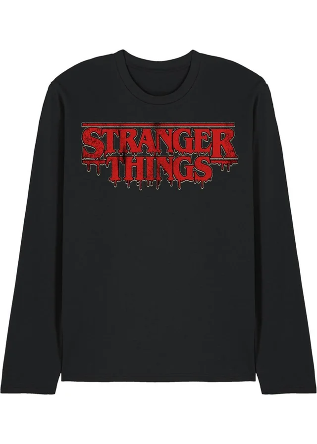 Stranger Things Black 5 Dripping Logo Long-Sleeved T-Shirt