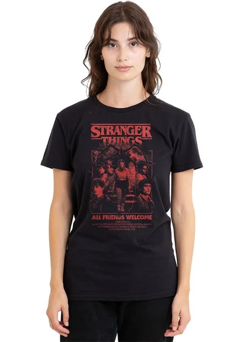Stranger Things Black 5 Mind Flayer Group Poster T-Shirt - XXL Image 1