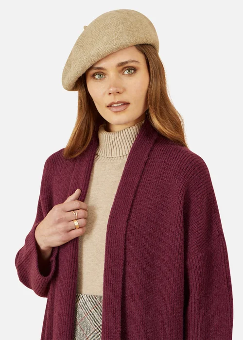 Yumi Burgundy Knitted Maxi Cardigan With Pockets - Medium Image 3