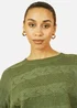 Yumi Green Cable Knit Relaxed Fit Jumper - L Image 2