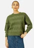 Yumi Green Cable Knit Relaxed Fit Jumper - L Image 3