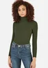 Yumi Green Ribbed Knit Roll Neck Jumper - S Image 1