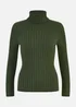 Yumi Green Ribbed Knit Roll Neck Jumper - S Image 4