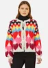Yumi Multicolour Tie Front Heart Intarsia Cardigan - Small Image 2