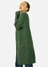 Yumi Green Cable Knit Edge to Edge Long Cardigan With Pockets - Small/Medium Image 3
