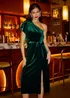 Yumi Green Velvet Frill One Shoulder Midi Dress With Split Hem - 8 Image 2