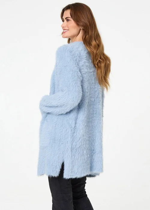 Izabel London Blue Soft Textured Longline Open Cardigan - 8-10 Image 2