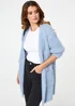 Izabel London Blue Soft Textured Longline Open Cardigan - 8-10 Image 1