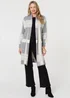 Izabel London Grey Checked Open Front Longline Cardigan - 16 Image 4