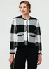 Izabel London Black & White Checkered Long Sleeve Cropped Cardigan - 8-10 Image 1