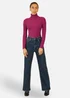 Yumi Plum Ribbed Knit Roll Neck Jumper - Small Image 1