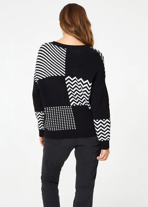 Izabel London Black Geo Print Drop Shoulder Relaxed Jumper - 14 Image 2