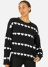 Yumi Black Knitted Jumped With Heart Stripes - Small/Medium Image 2