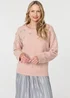 Izabel London Pink Sparkly Floral Detail Relaxed Jumper - 12 Image 3