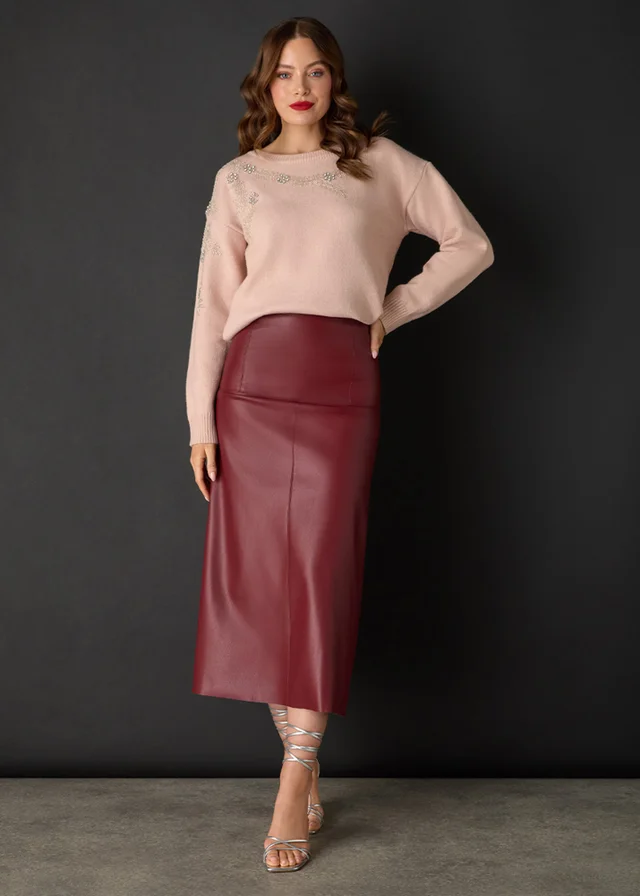 Izabel London Pink Sparkly Floral Detail Relaxed Jumper