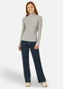 Yumi Grey Ribbed Knit Roll Neck Jumper - Large Image 1