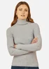 Yumi Grey Ribbed Knit Roll Neck Jumper - Large Image 2