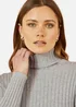 Yumi Grey Ribbed Knit Roll Neck Jumper - Large Image 3