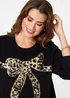 Izabel London Black Sparkly Bow Detail Long Sleeve Jumper - 12 Image 5
