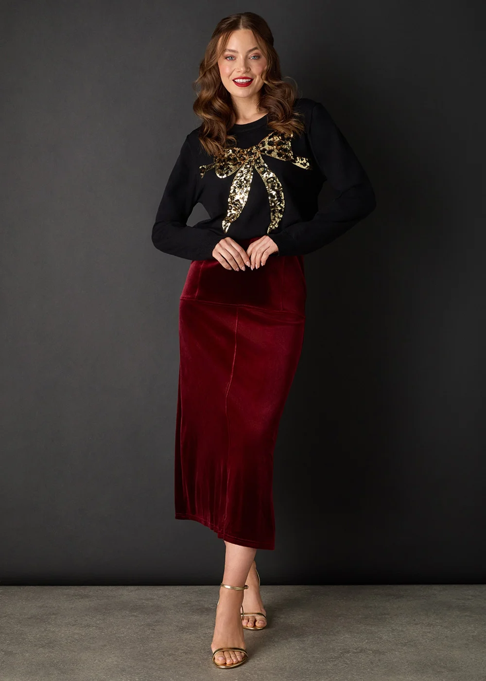 Izabel London Black Sparkly Bow Detail Long Sleeve Jumper - 12 Image 2