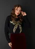 Izabel London Black Sparkly Bow Detail Long Sleeve Jumper - 12 Image 1
