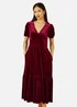 Yumi Burgundy Velvet Midi Dress - 22 Image 2