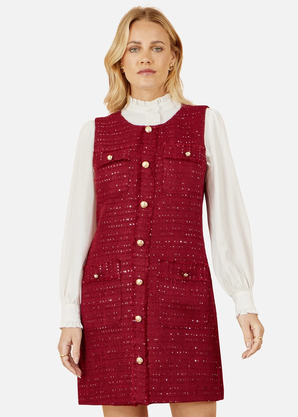 Yumi Burgundy Boucle Tunic Dress - 16 Image 2