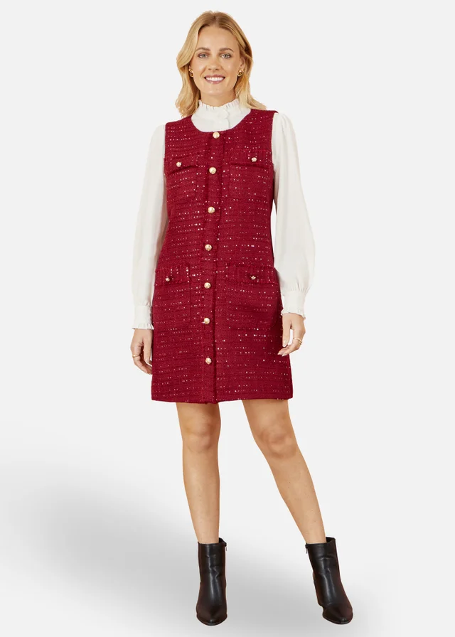 Yumi Burgundy Boucle Tunic Dress