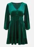 Yumi Green Velvet Long Sleeve Skater Dress - 14 Image 3