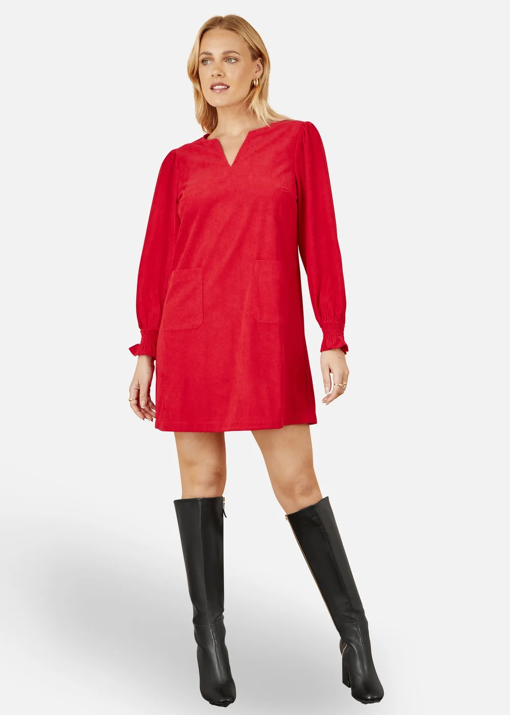 Yumi Red Cord Tunic With Ruched Sleeve - 14 Image 1