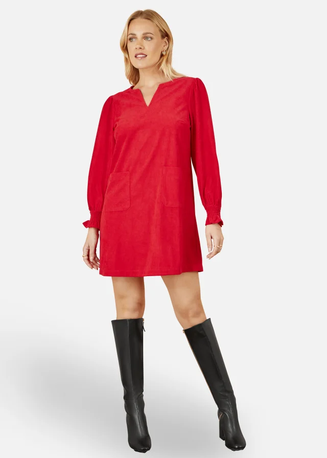 Yumi Red Cord Tunic With Ruched Sleeve
