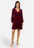 Yumi Burgundy Velvet Long Sleeve Skater Dress - 12 Image 1