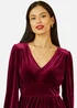 Yumi Burgundy Velvet Long Sleeve Skater Dress - 12 Image 3