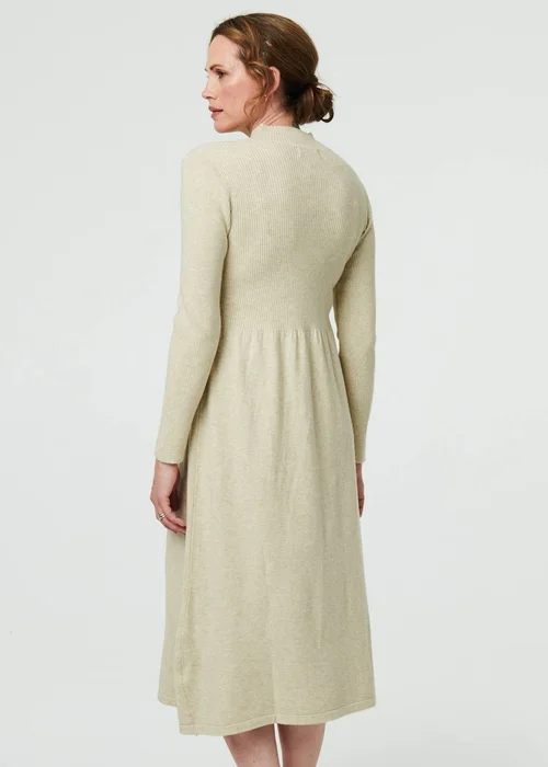 Izabel London Beige Textured High Neck Midi Jumper Dress - 12 Image 2