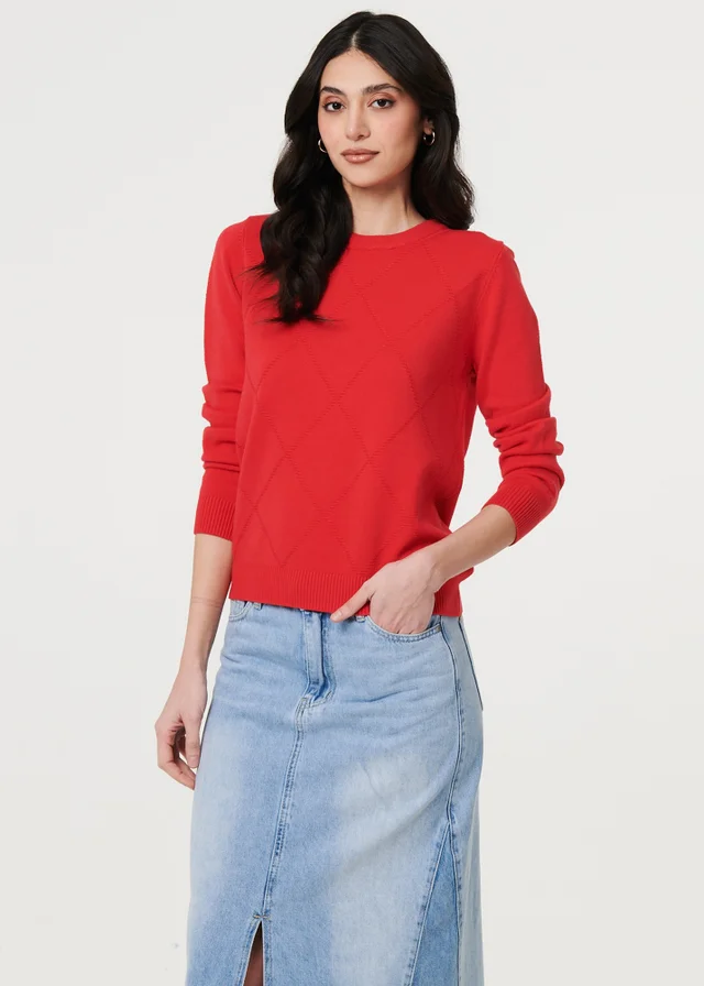 Izabel London Ivory Heart Print Drop Shoulder Jumper