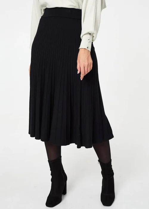Izabel London Black High Waist Pleated Knit Midi Skirt - 12 Image 4