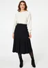 Izabel London Black High Waist Pleated Knit Midi Skirt - 12 Image 1