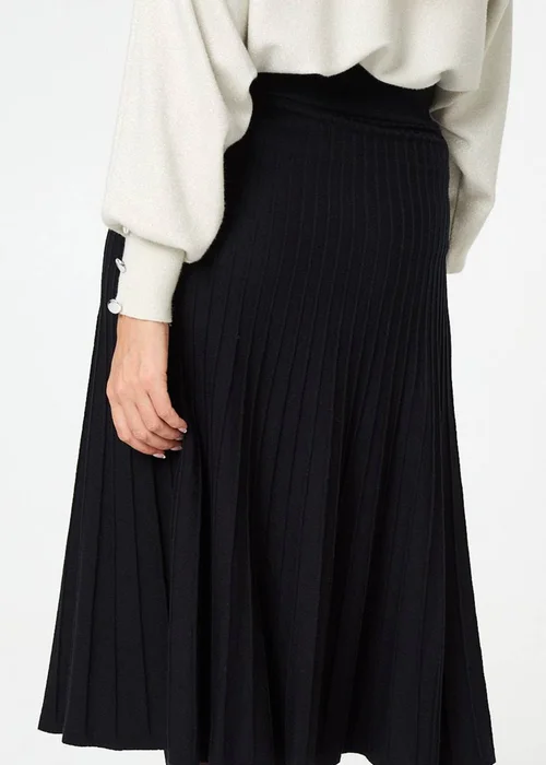 Izabel London Black High Waist Pleated Knit Midi Skirt - 12 Image 3