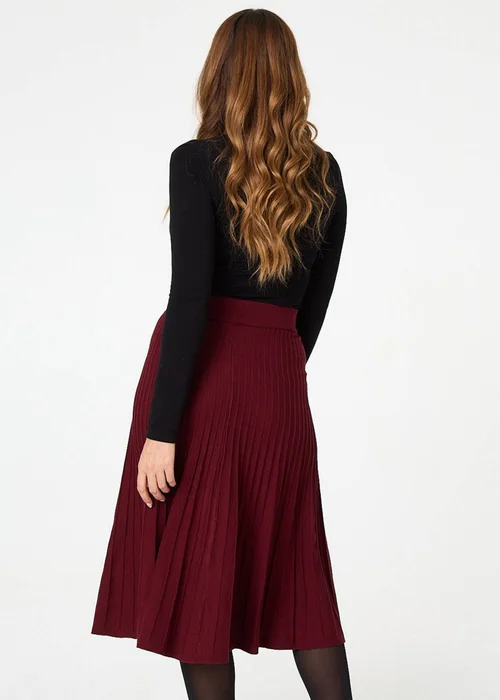 Izabel London Red High Waist Pleated Knit Midi Skirt - 12 Image 2