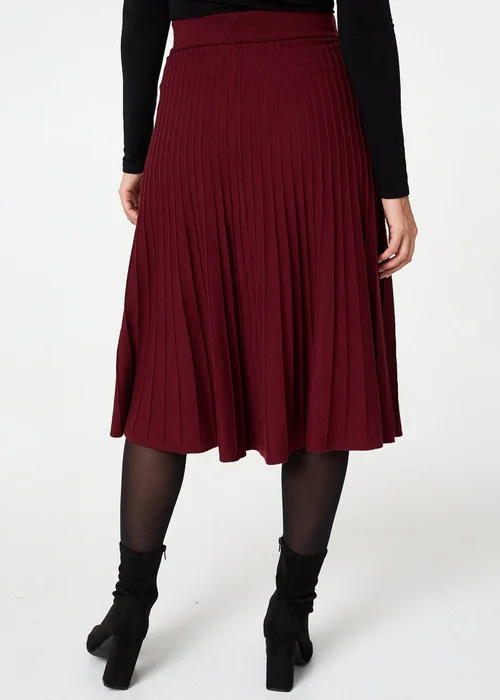 Izabel London Red High Waist Pleated Knit Midi Skirt - 12 Image 3