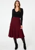 Izabel London Red High Waist Pleated Knit Midi Skirt - 12 Image 1