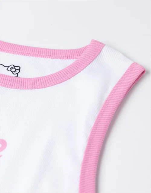 Vanilla Underground Hello Kitty Character Adults Vest & Shorts Pink PJs - Small Image 5