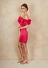 Chi Chi London Pink Ruffle Bardot Satin Mini Dress - Size 8 Image 2
