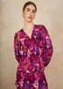 Chi Chi London Purple Long Sleeve Floral Printed Mesh Tiered Midi Dress - 12 Image 2
