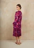 Chi Chi London Purple Long Sleeve Floral Printed Mesh Tiered Midi Dress - 12 Image 3