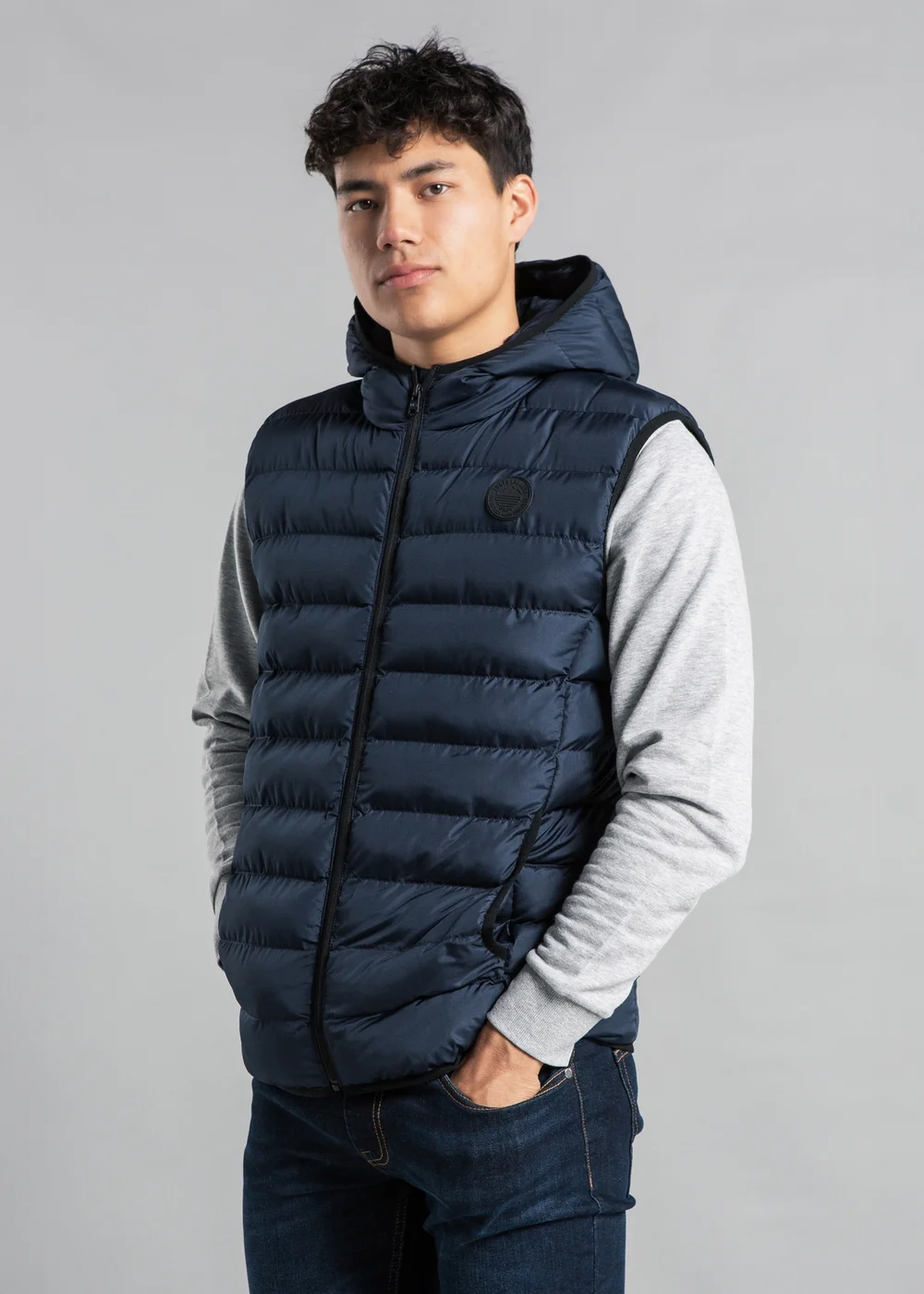 Tokyo Laundry Navy Hooded Padded Zip-Up Gilet - L Image 1