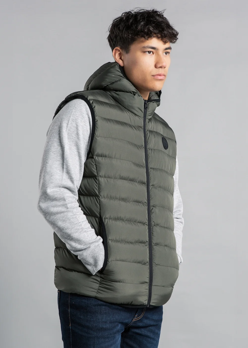 Tokyo Laundry Khaki Hooded Padded Zip-Up Gilet - L Image 1