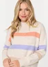 Izabel London Beige Striped High Neck Boxy Jumper - 18 Image 3