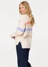 Izabel London Beige Striped High Neck Boxy Jumper - 18 Image 2